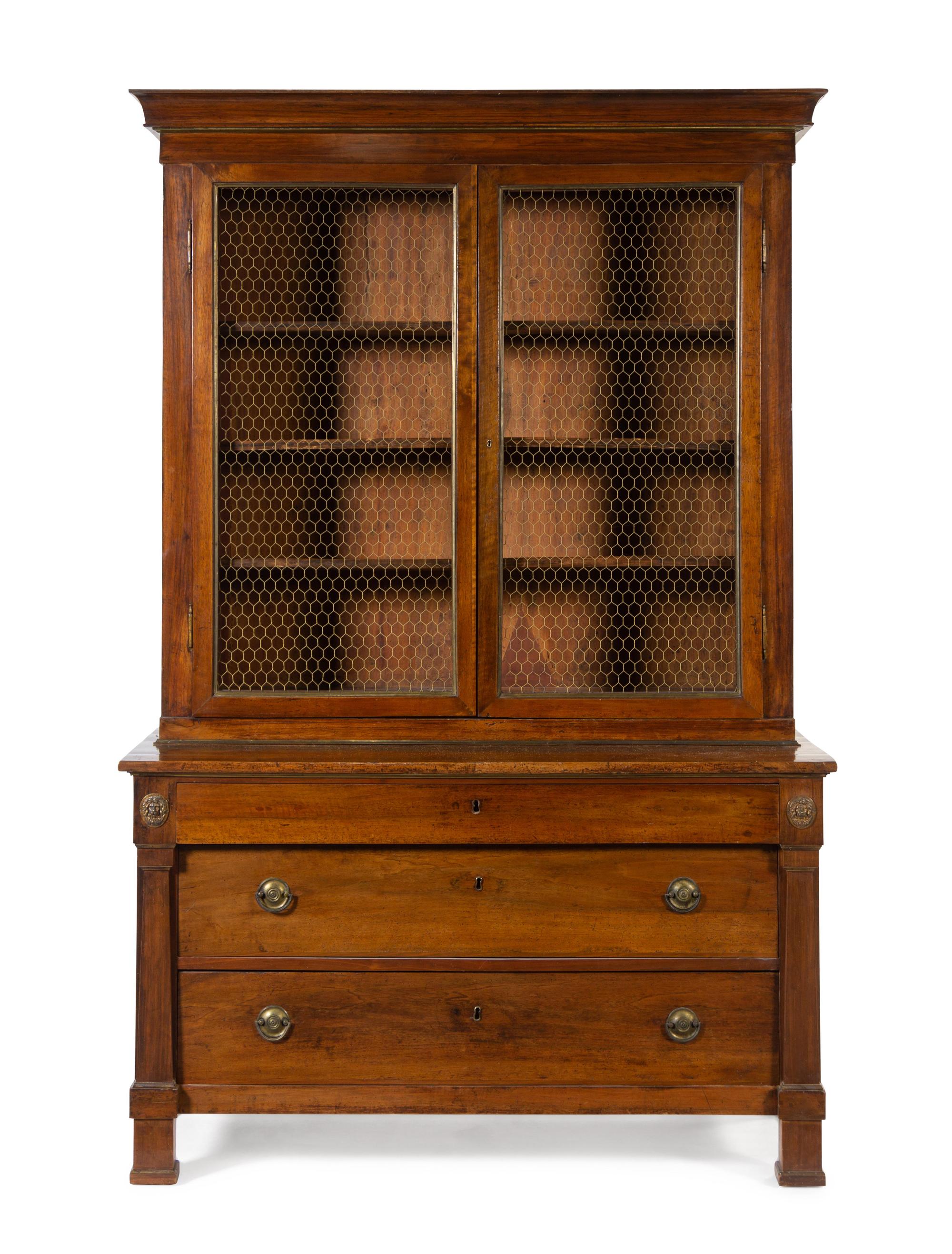 A German Mahogany Secretary Bookcase