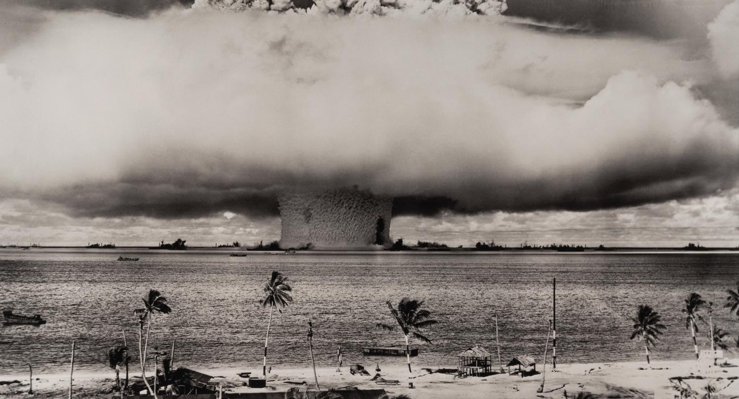 [OPERATION CROSSROADS - BAKER TEST]. Photograph from atomic test at Bikini Atoll July 24, 1946 (but printed 2009).