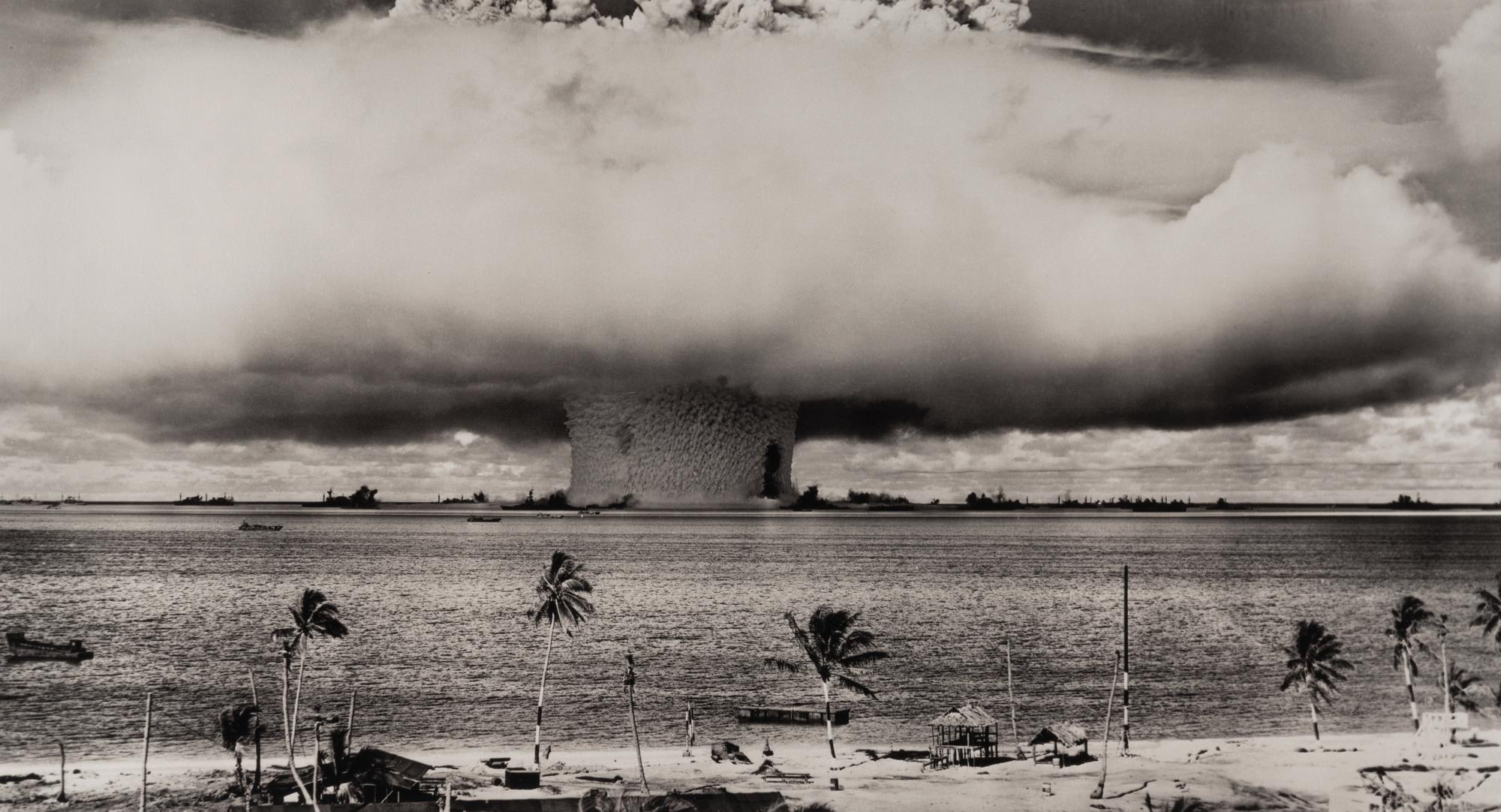 [OPERATION CROSSROADS - BAKER TEST]. Photograph from atomic test at Bikini Atoll July 24, 1946 (but printed 2009).