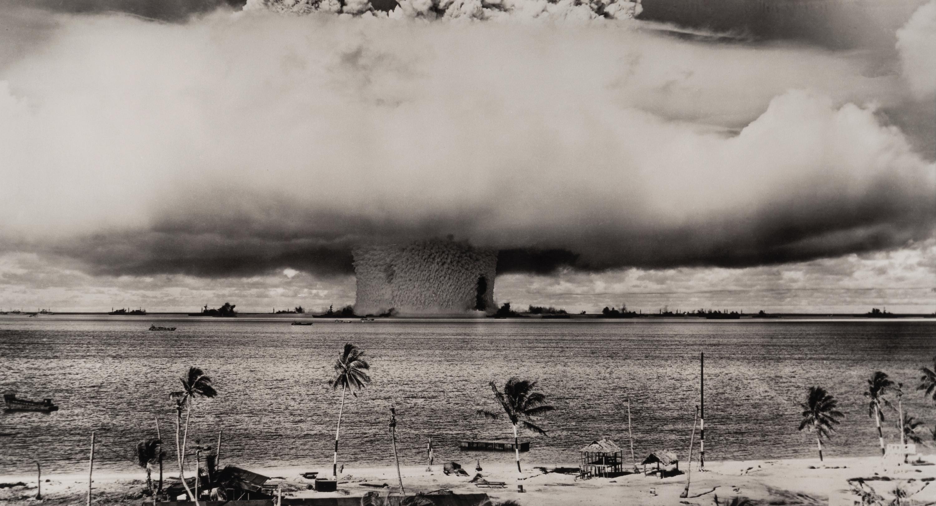 [OPERATION CROSSROADS - BAKER TEST]. Photograph from atomic test at Bikini Atoll July 24, 1946 (but printed 2009).