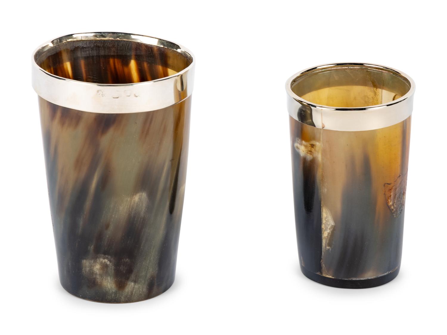 An English Silver Mounted Horn Drinking Cup