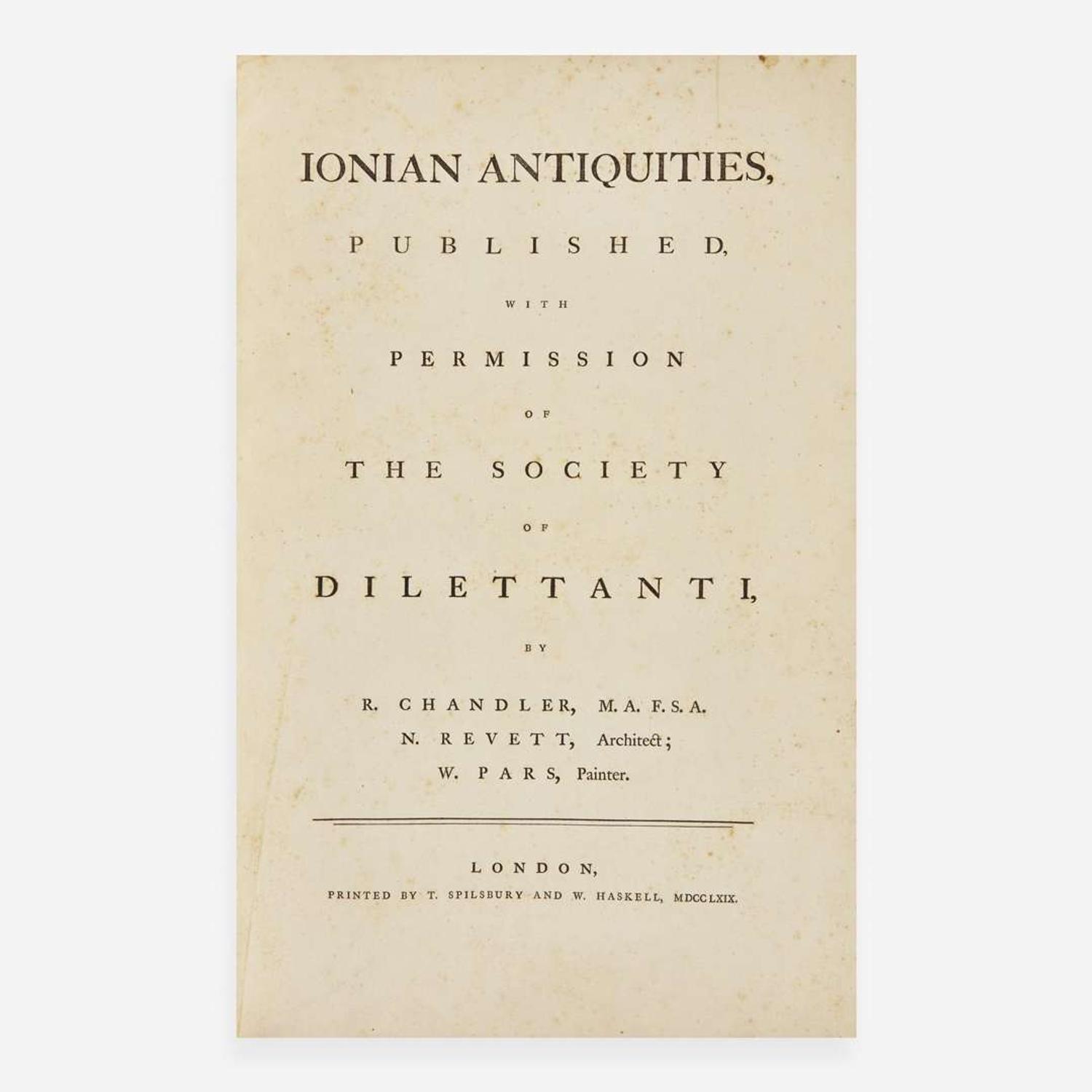 [Travel & Exploration] Chandler, Richard Ionian Antiquities, Published with the Permission of the Society of Dilettanti