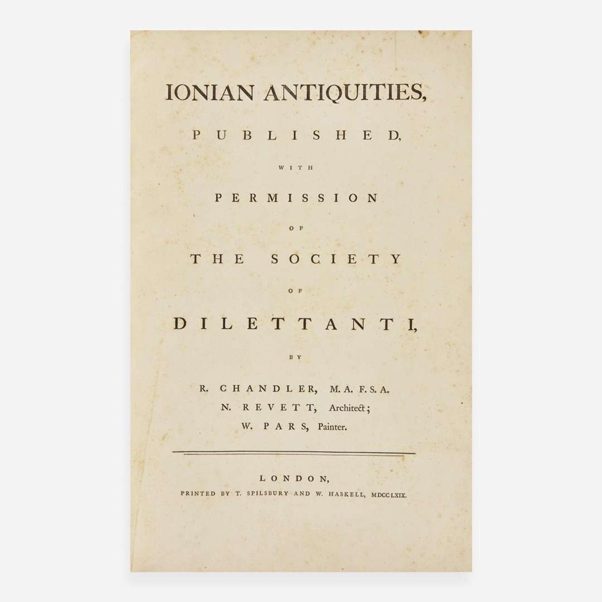 [Travel & Exploration] Chandler, Richard Ionian Antiquities, Published with the Permission of the Society of Dilettanti