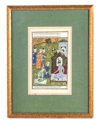 A Persian Illuminated Manuscript Leaf Height of image 9 x width 6 inches.
