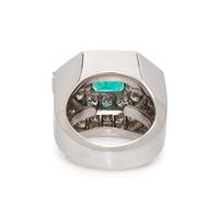 DAVID WEBB, WHITE GOLD, PLATINUM, EMERALD, AND DIAMOND RING