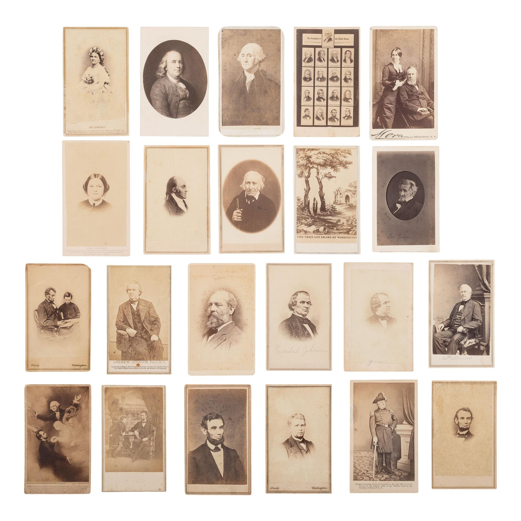 [Americana] Group of 22 Carte de Visites of Founding Fathers and Presidents