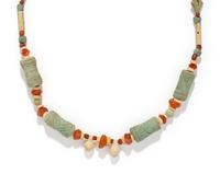 A Near Eastern Faience and Carnelian Bead Necklace