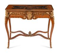 A Régence Style Gilt Bronze Mounted Kingwood and Floral Marquetry Table