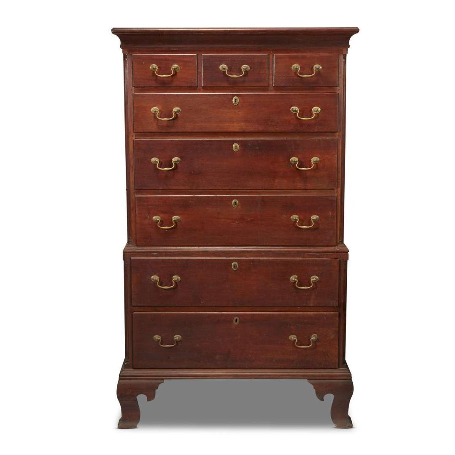 Chippendale walnut chest-on-chest Delaware Valley, late 18th century