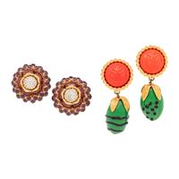 Judith Leiber & Isabel Canovas, Two Pairs of Ear Clips