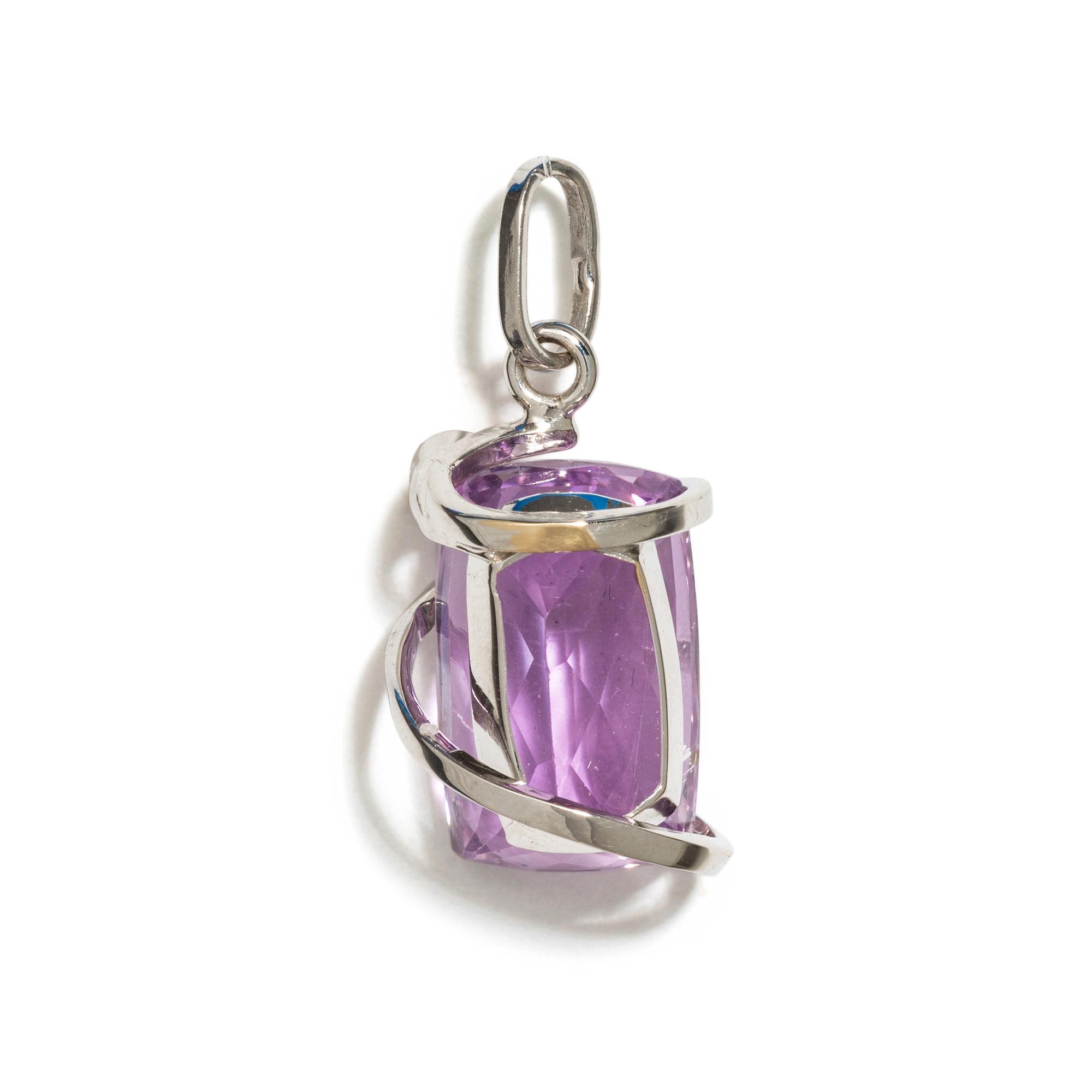 KUNZITE AND COLORED DIAMOND PENDANT