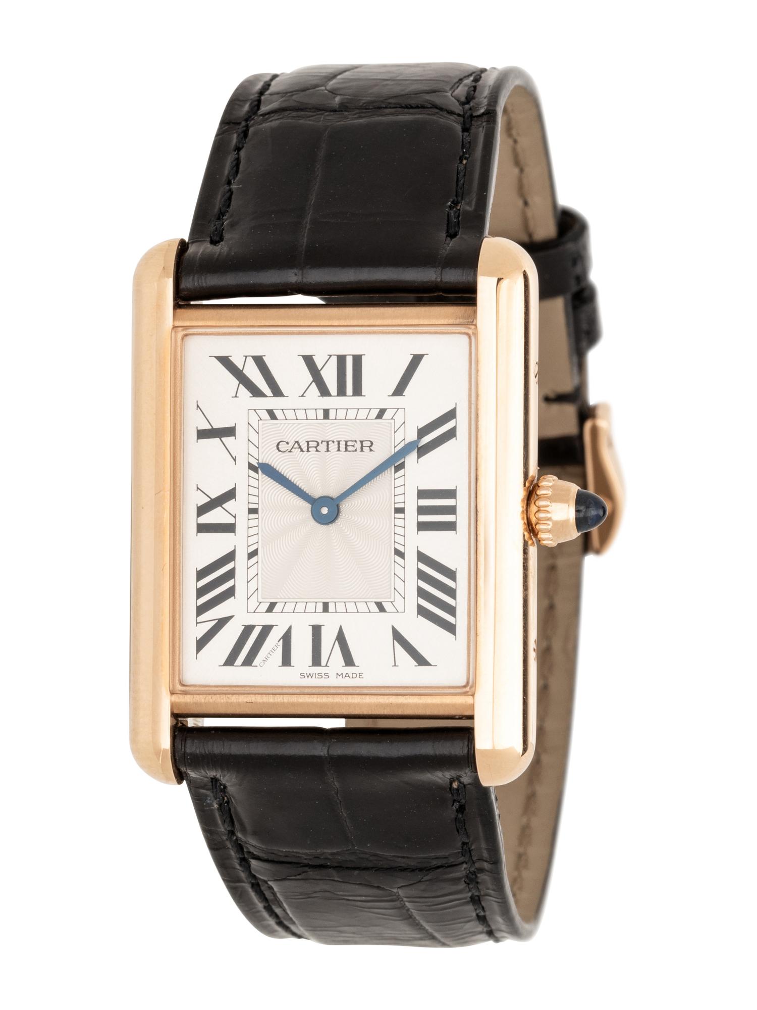 CARTIER, REF. 3816 18K ROSE GOLD TANK WATCH, BOX & PAPERS