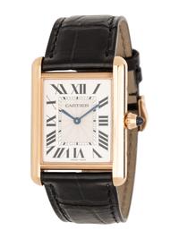 CARTIER, REF. 3816 18K ROSE GOLD TANK WATCH, BOX & PAPERS
