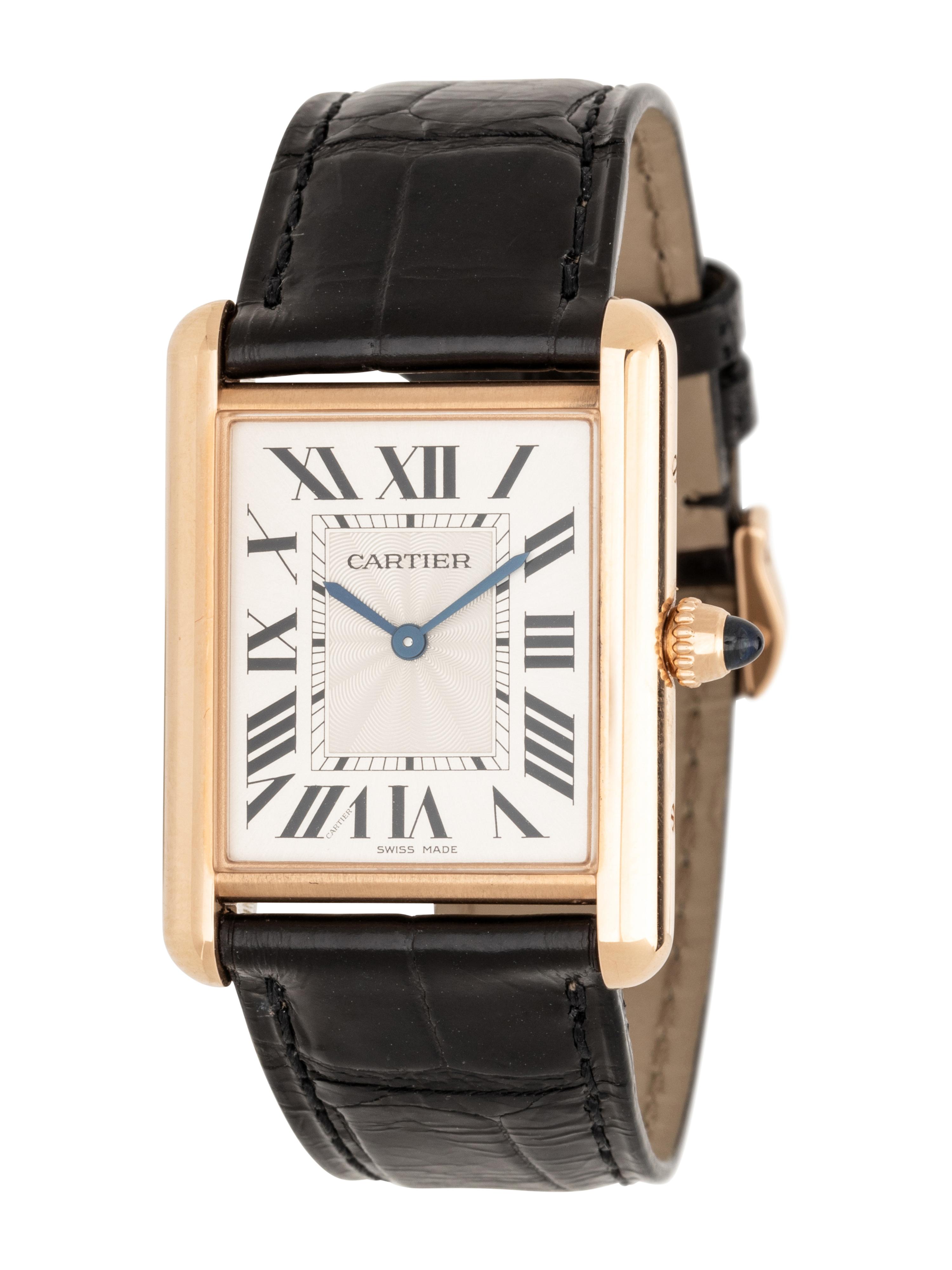 CARTIER, REF. 3816 18K ROSE GOLD TANK WATCH, BOX & PAPERS
