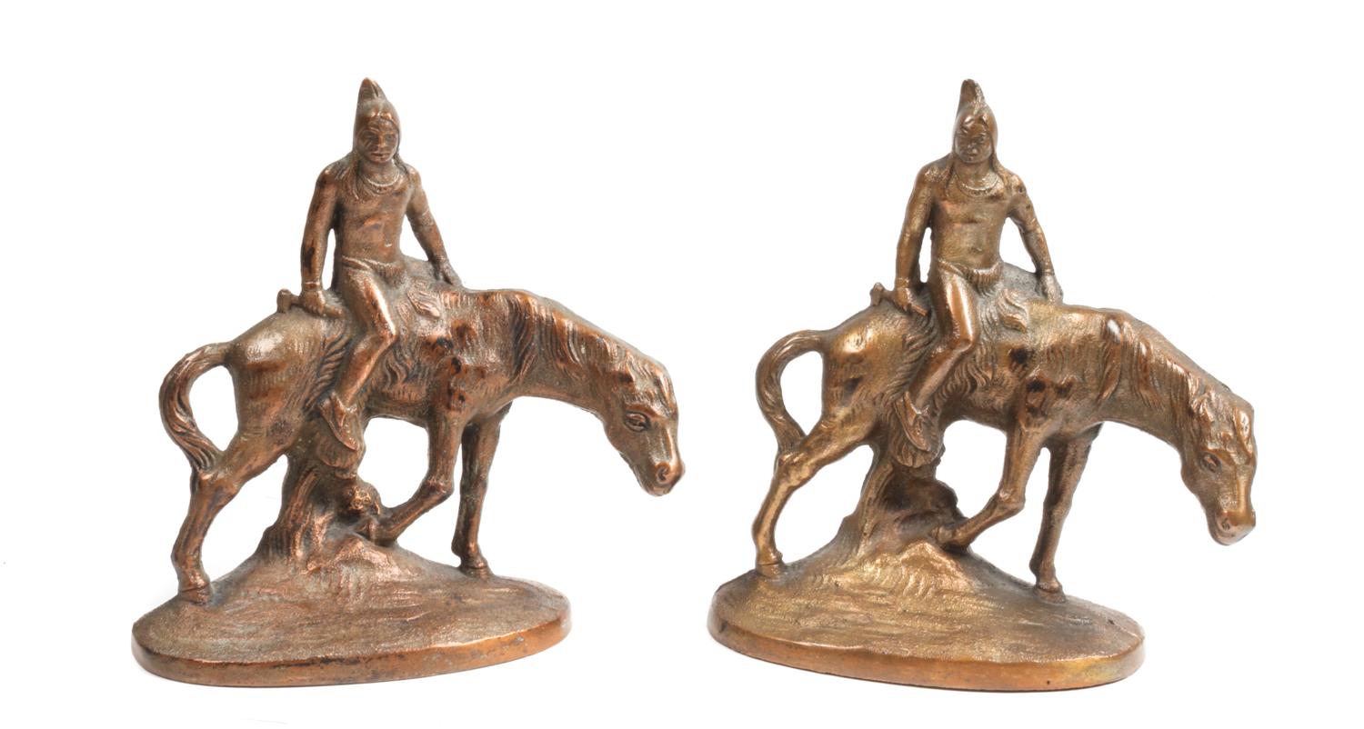 Three Sets of Contemporary Western Motif Book Ends Height of tallest 6 inches
