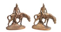 Three Sets of Contemporary Western Motif Book Ends Height of tallest 6 inches