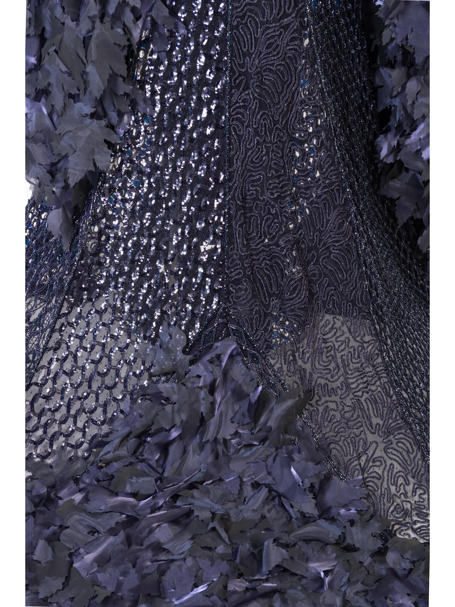 Lancetti Beaded Dress With Long Train and Wrap, 2000s
