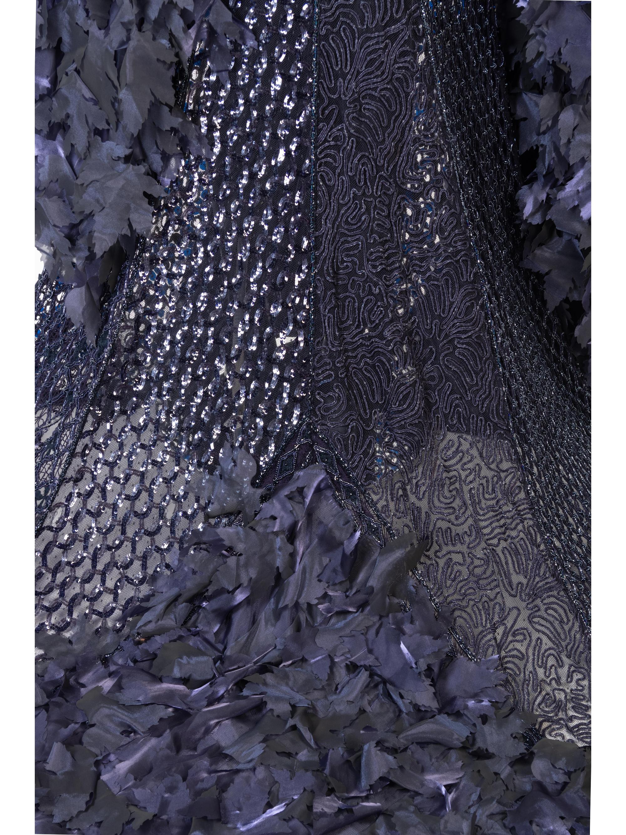Lancetti Beaded Dress With Long Train and Wrap, 2000s
