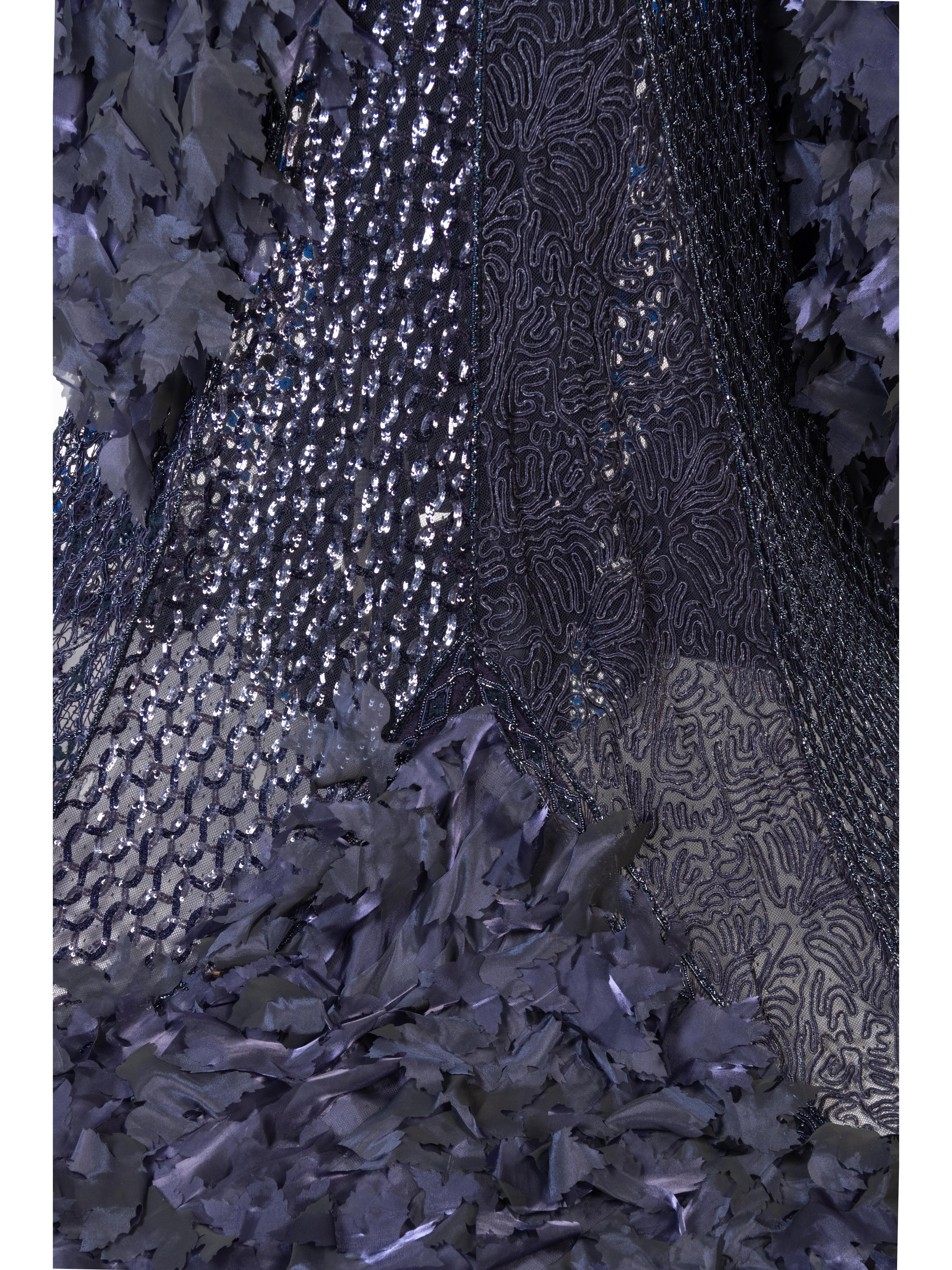 Lancetti Beaded Dress With Long Train and Wrap, 2000s