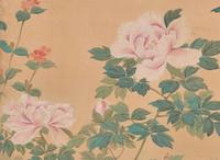 A Japanese "Sparrows and Flowers" six-fold screen, signed "Hokkyo Osei ga", Edo period 日本花鳥六開屏風 法橋應成寫 江戶