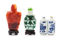 Three Snuff Bottles Height of tallest 3 1/8 inches.