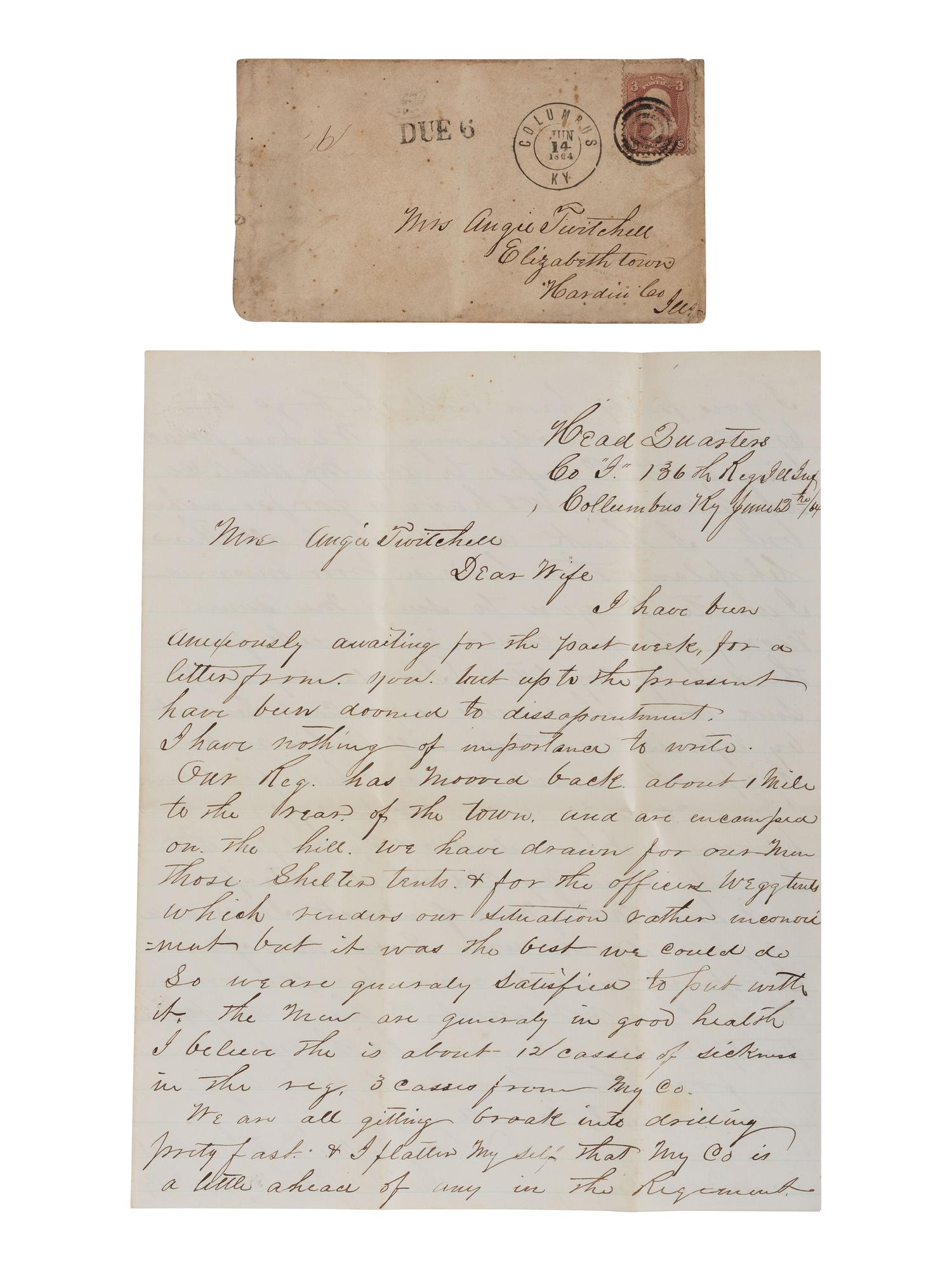 [CIVIL WAR]. Letters written from the Western Theater by Captain LaFayette Twitchell, Co. I, 136th Illinois Infantry, May-October 1864.