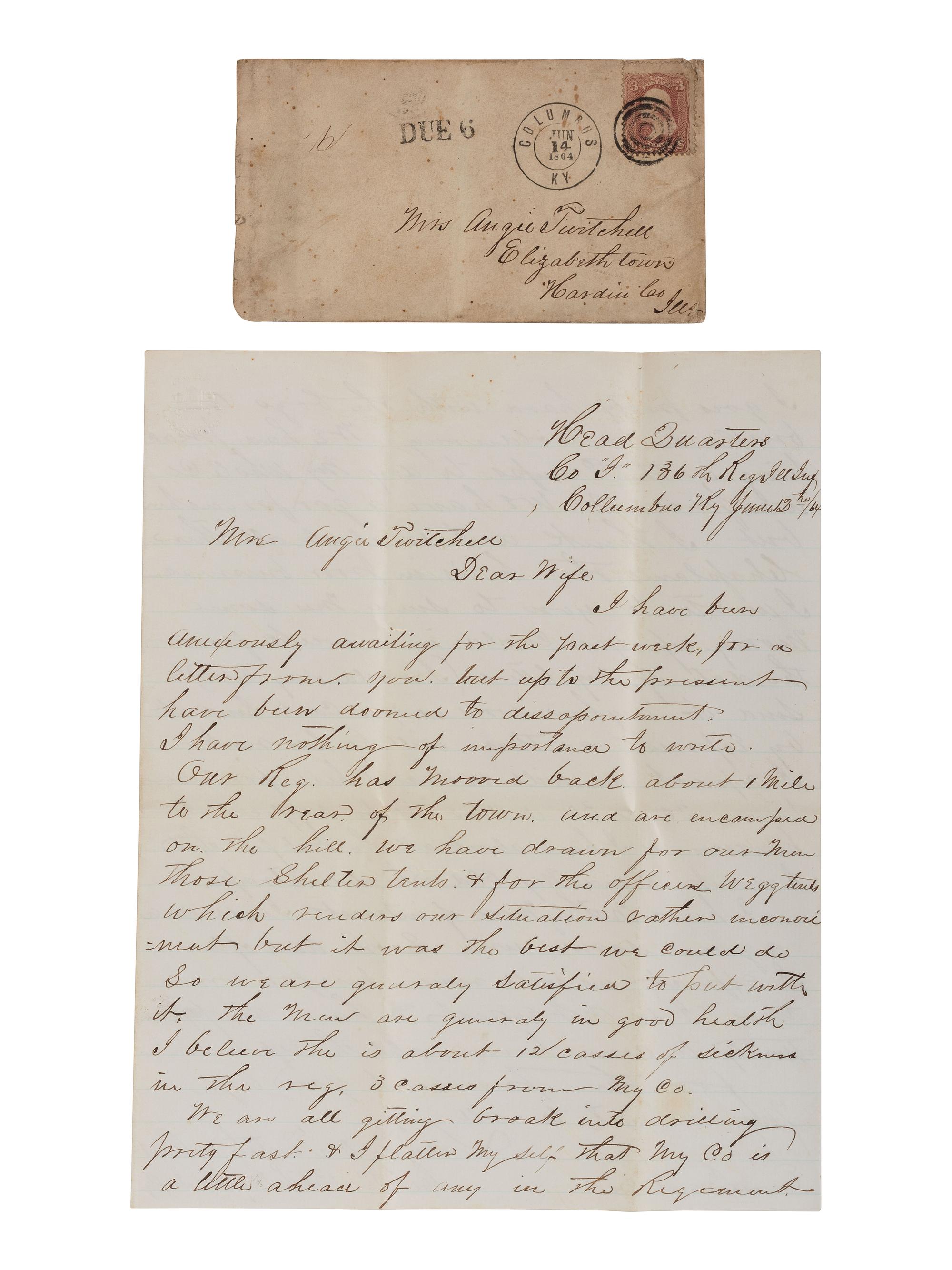 [CIVIL WAR]. Letters written from the Western Theater by Captain LaFayette Twitchell, Co. I, 136th Illinois Infantry, May-October 1864.