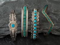 Navajo Silver and Turquoise Curio Cuff Bracelets