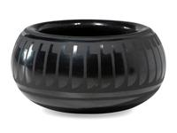 Blackware Pottery Jar, with Repeating Feather Design