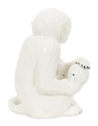 An Italian White Glazed Ceramic Monkey