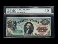 A Series 1869 $1 Rainbow Ace Legal Tender Note (PMG F12) [Fr. 18]