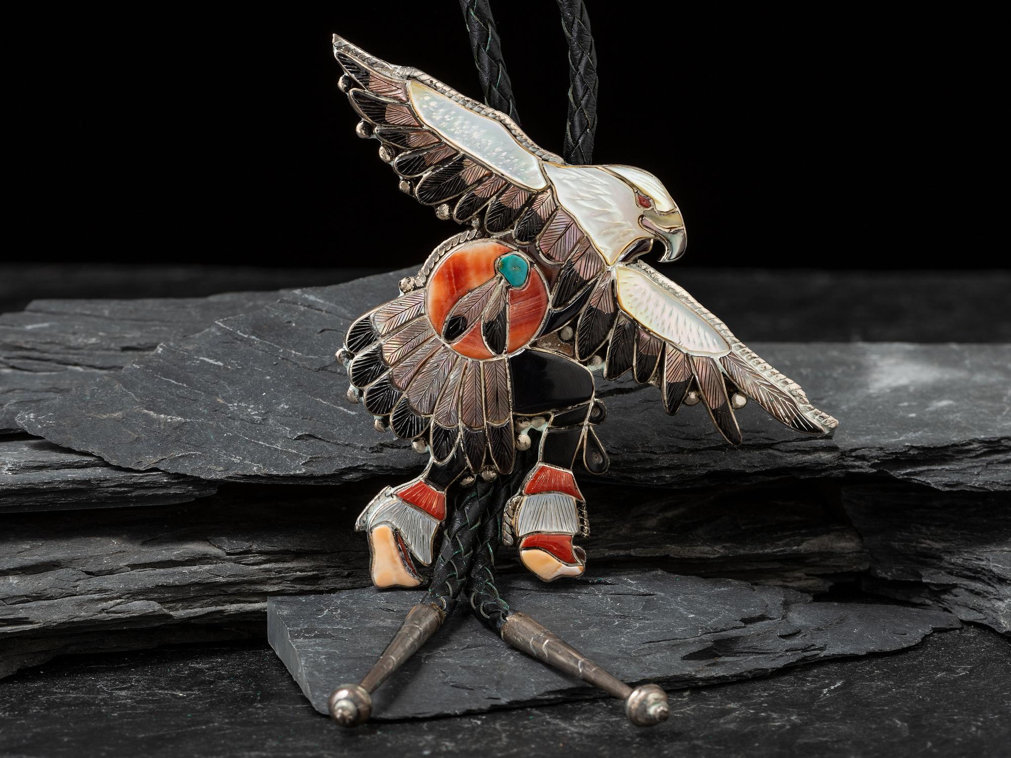 Mosaic Inlay Eagle Dancer Bolo Tie