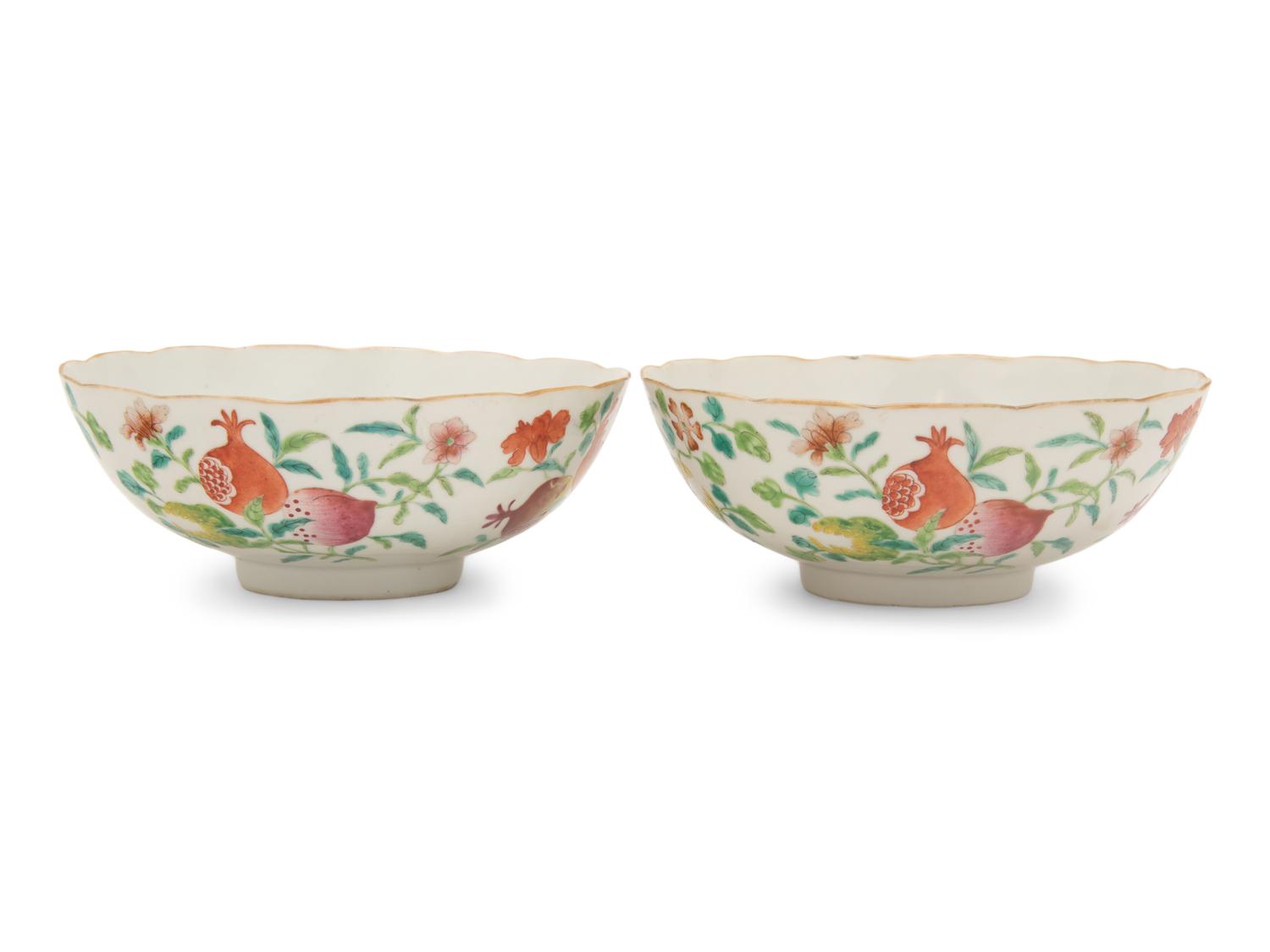 A Large Pair of Chinese Famille Rose Porcelain Bowls