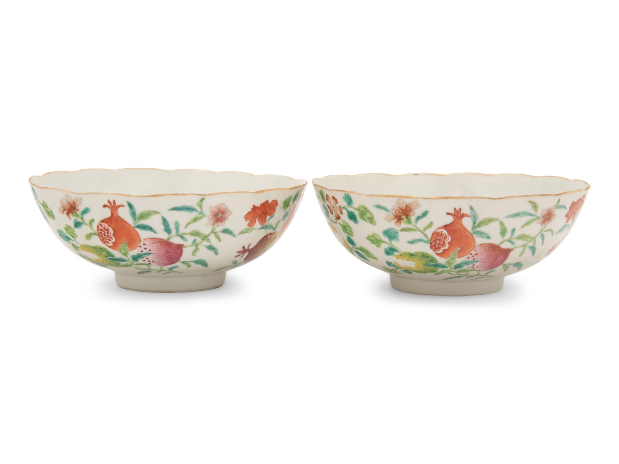 A Large Pair of Chinese Famille Rose Porcelain Bowls