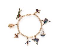 YELLOW GOLD AND ENAMEL CHARM BRACELET