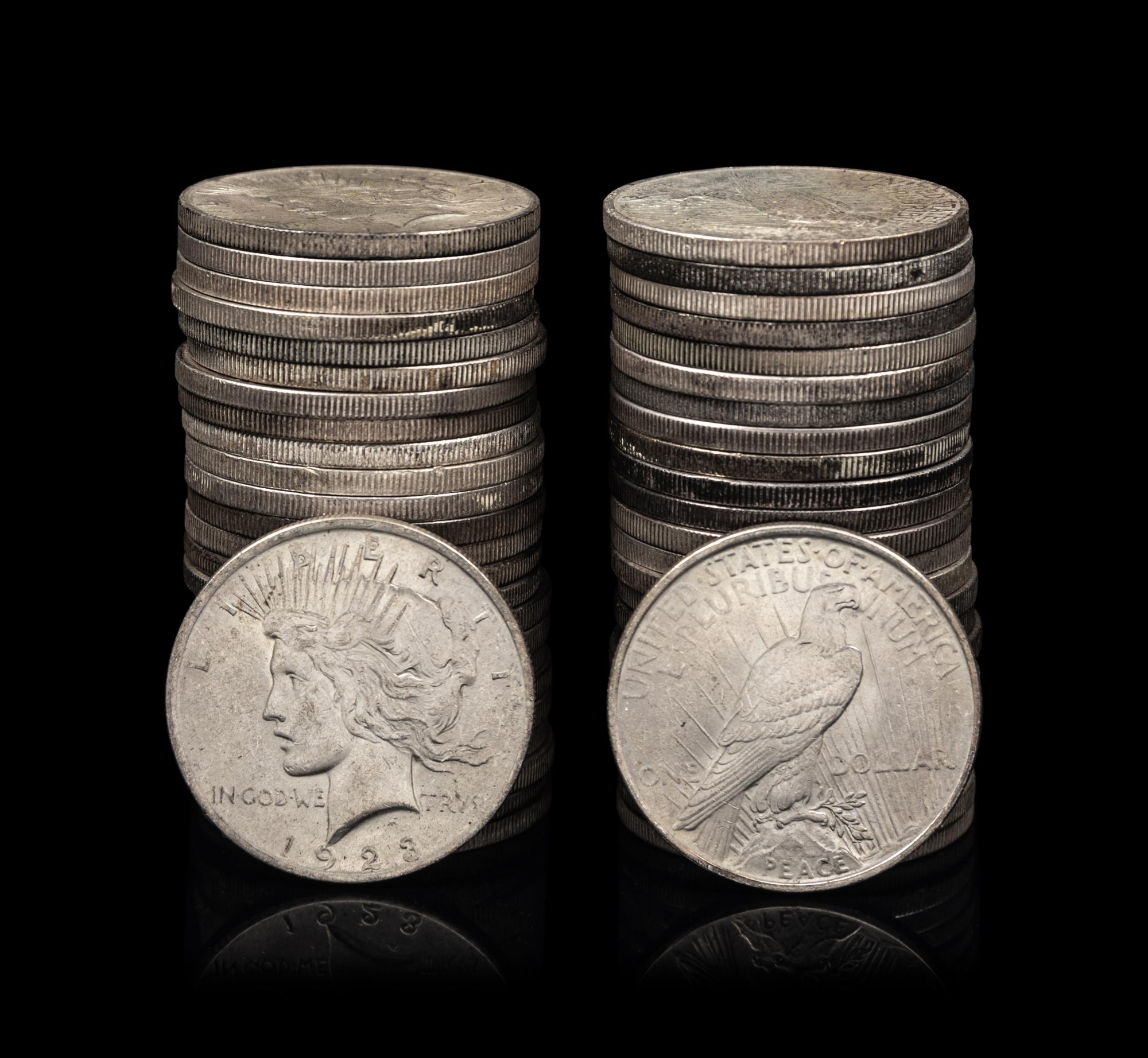 Fifty 1923 Peace $1 Coins
