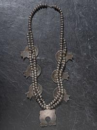 Zuni Mosaic Inlay Avian Squash Blossom Necklace