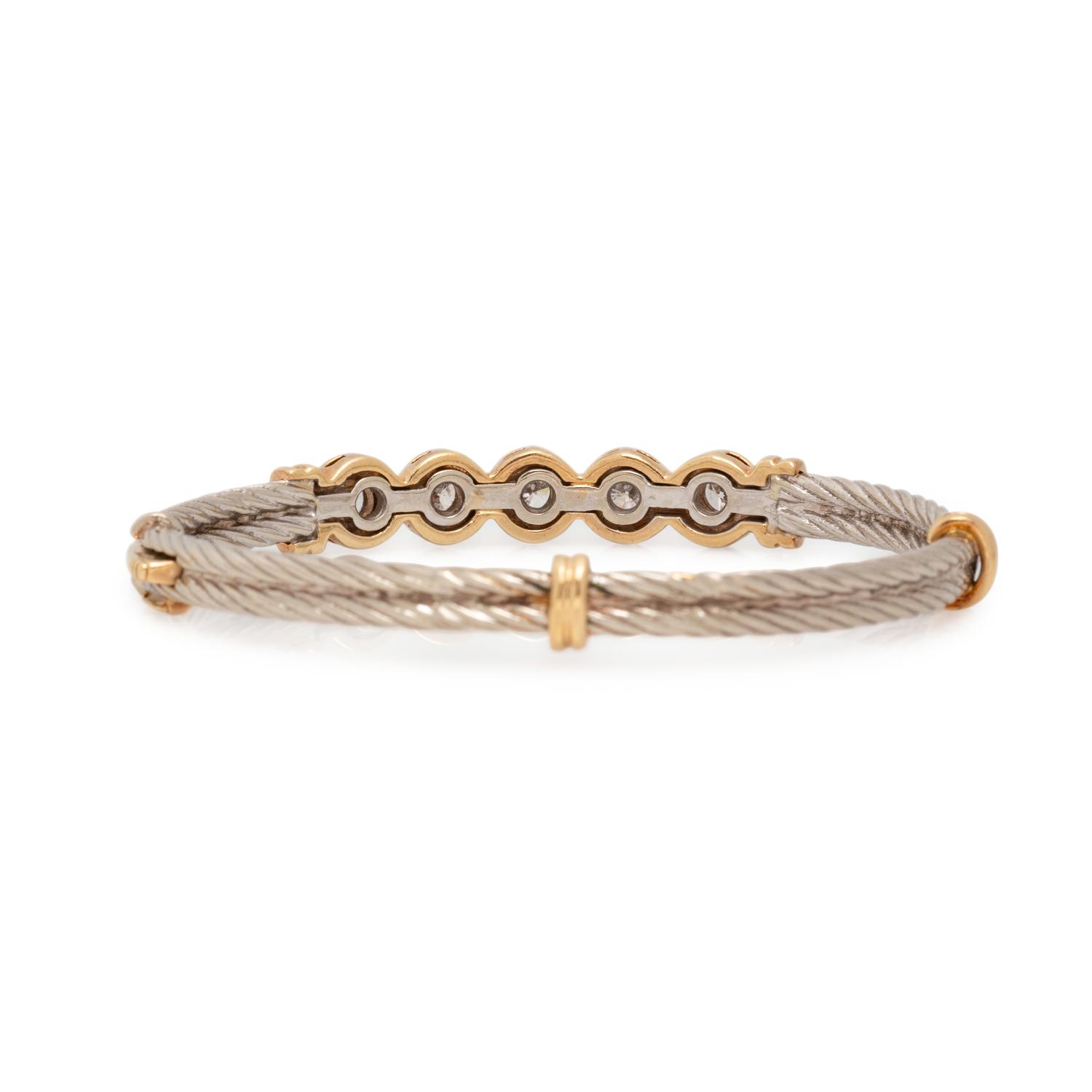 BICOLOR GOLD AND DIAMOND BANGLE BRACELET