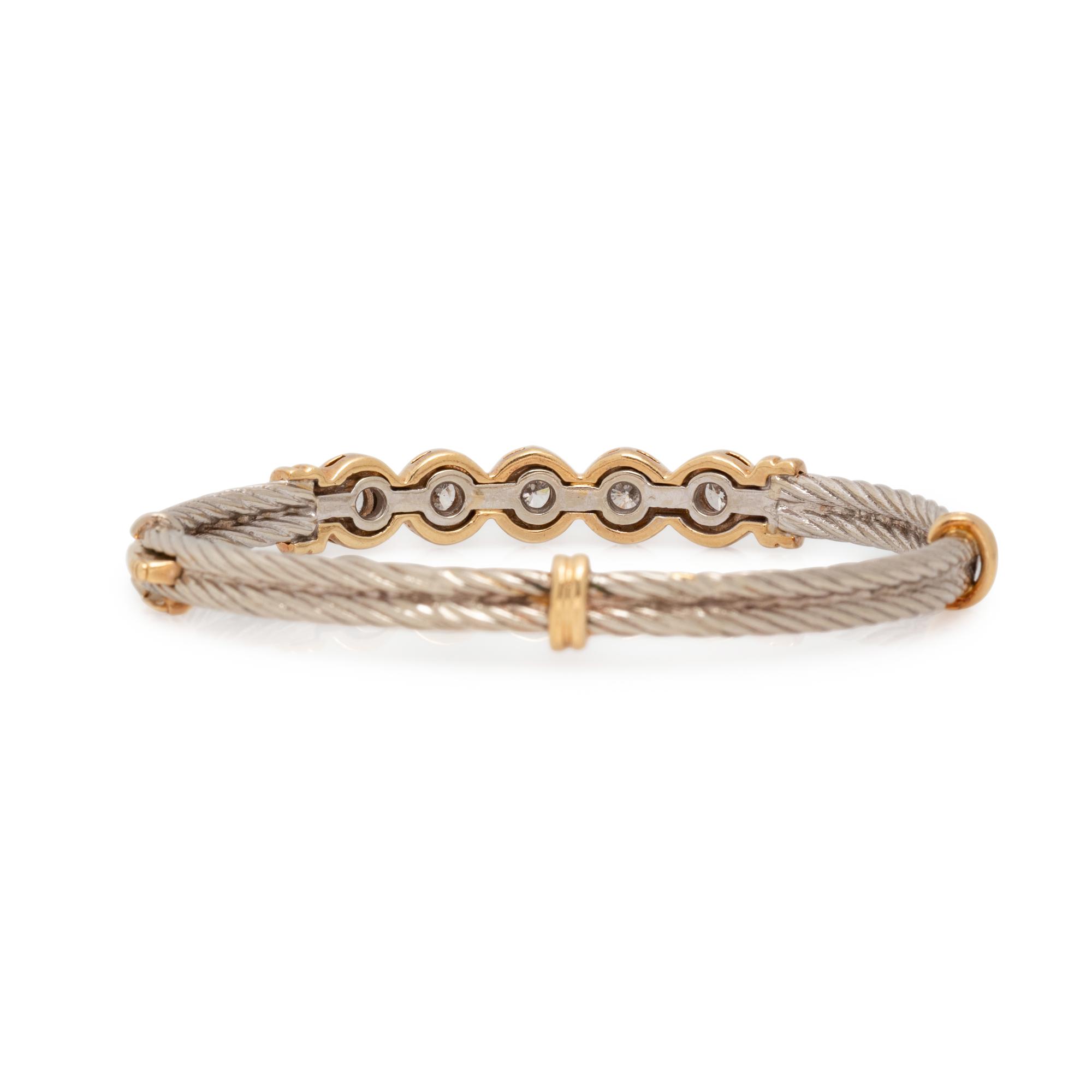 BICOLOR GOLD AND DIAMOND BANGLE BRACELET