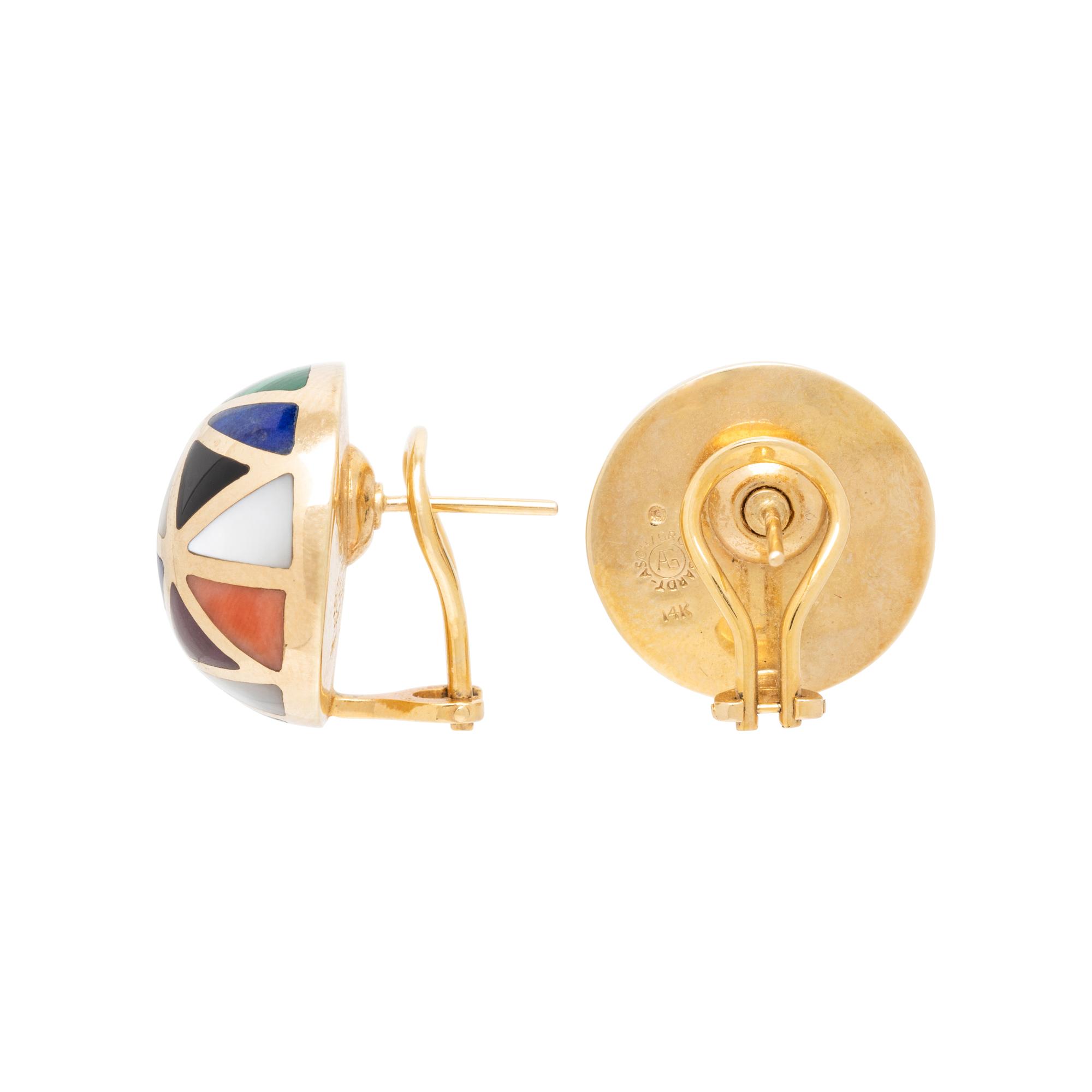 ASCH GROSSBARDT, COLLECTION OF MOTHER-OF-PEARL, HARDSTONE, AND YELLOW GOLD EARRINGS