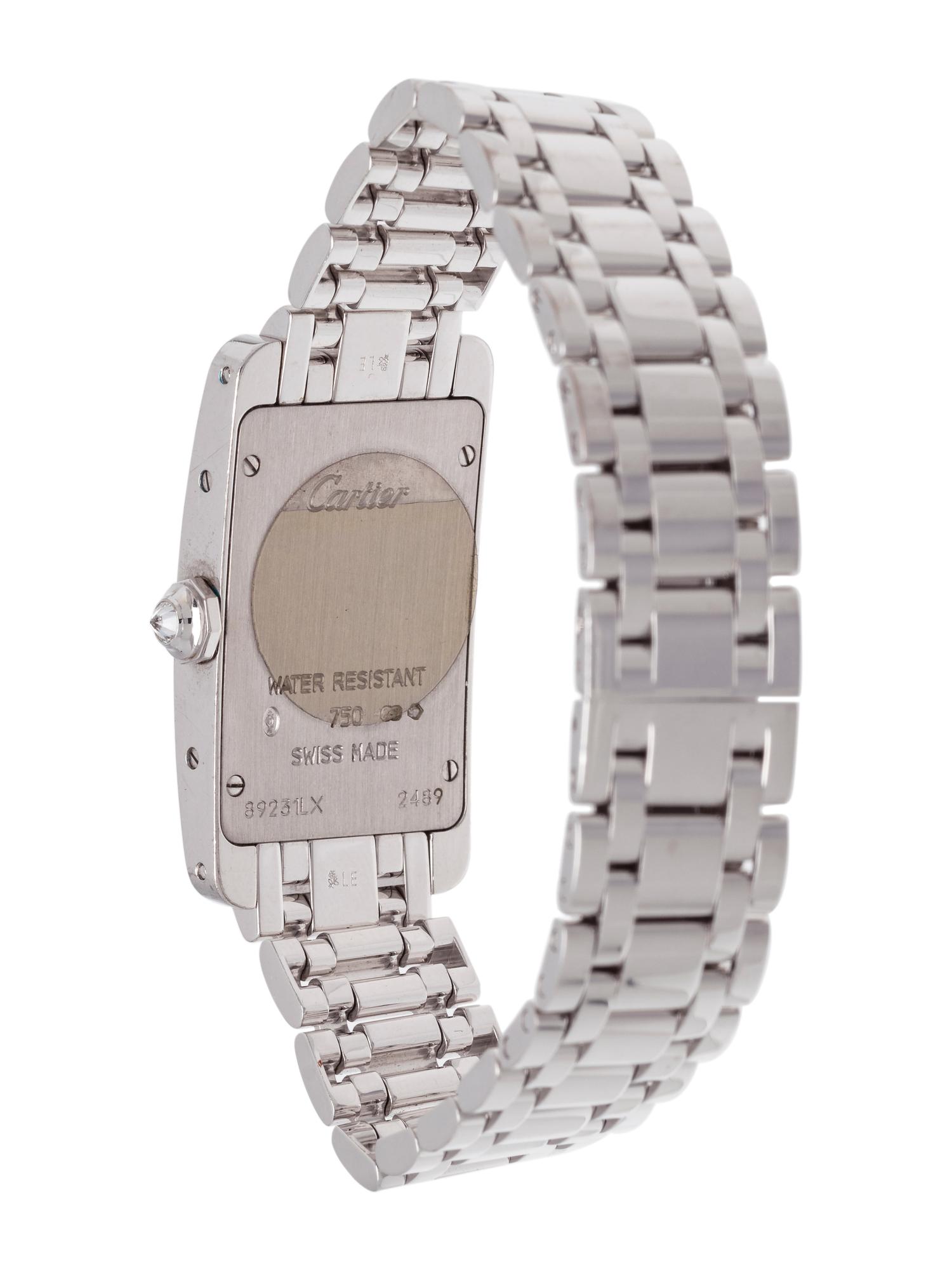 CARTIER, 18K WHITE GOLD AND DIAMOND REF. 2489 'TANK AMERICAINE' WRISTWATCH