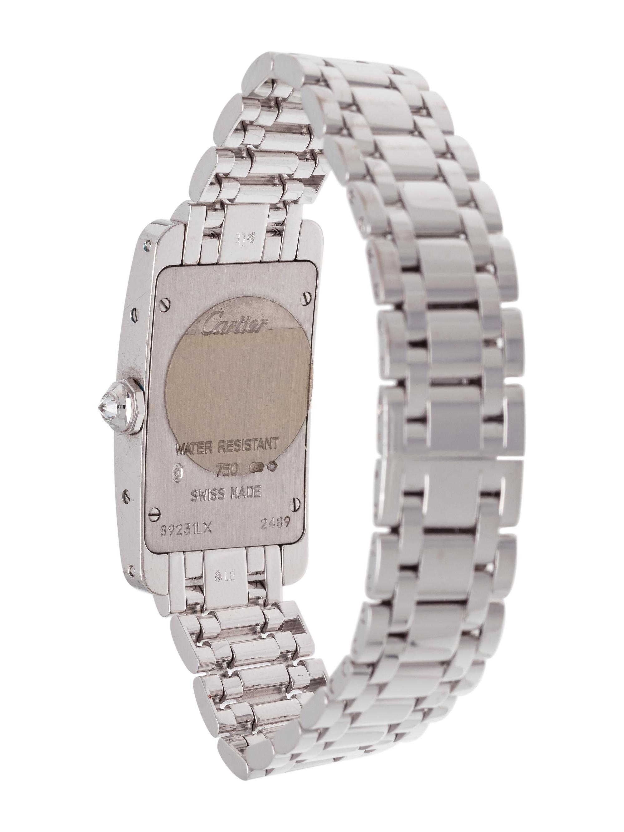 CARTIER, 18K WHITE GOLD AND DIAMOND REF. 2489 'TANK AMERICAINE' WRISTWATCH