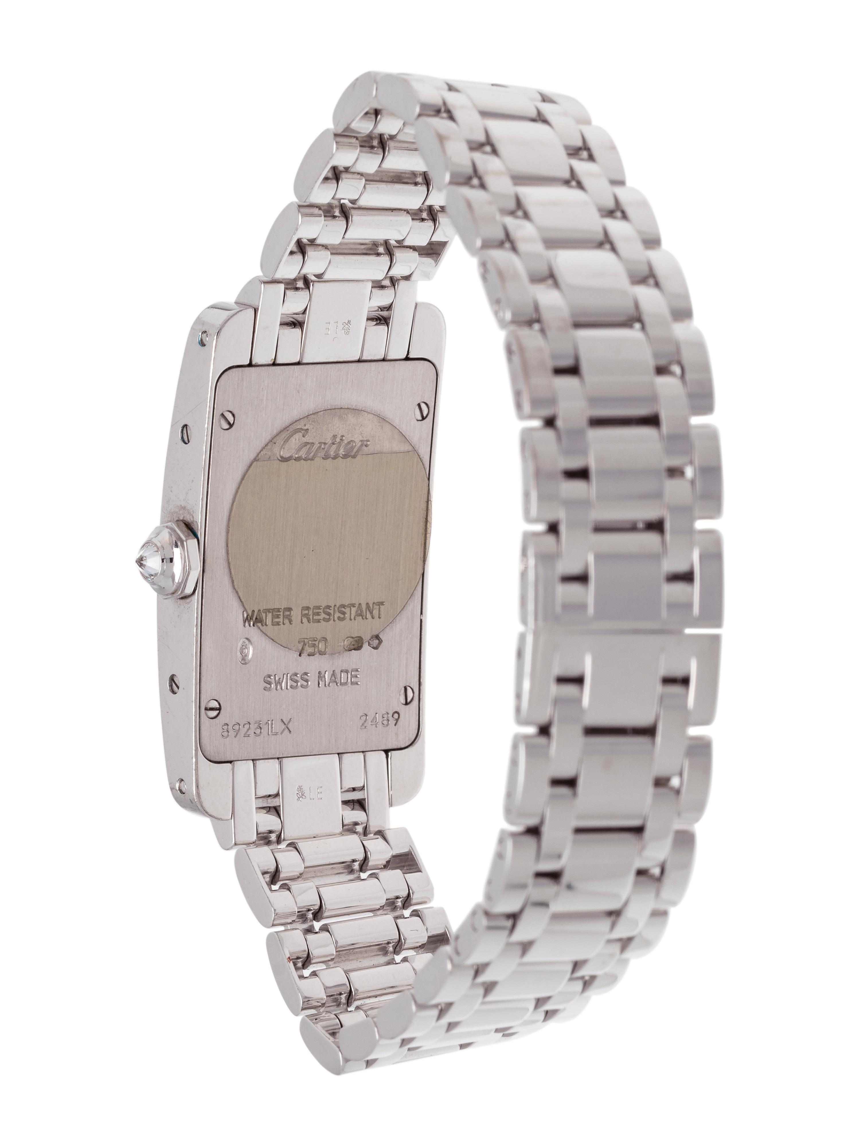 CARTIER, 18K WHITE GOLD AND DIAMOND REF. 2489 'TANK AMERICAINE' WRISTWATCH