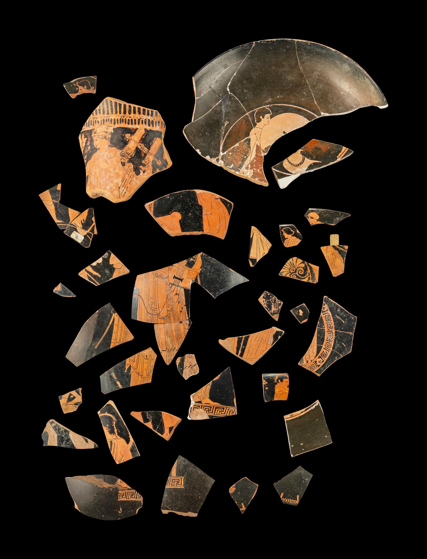 35 Attic Red-Figured Vase Fragments