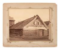 [HARRISON, Benjamin]. Large format albumen photographs of Harrison & Morton log cabin campaign buildings.