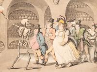 A group of six prints ( The Dance of Death; Dr. Syntax Pursued by a Bull; Dr. Syntax Sells Grizzle; Vision of Skulls; The Cellar Quartette; Setting Out from Edinburgh )