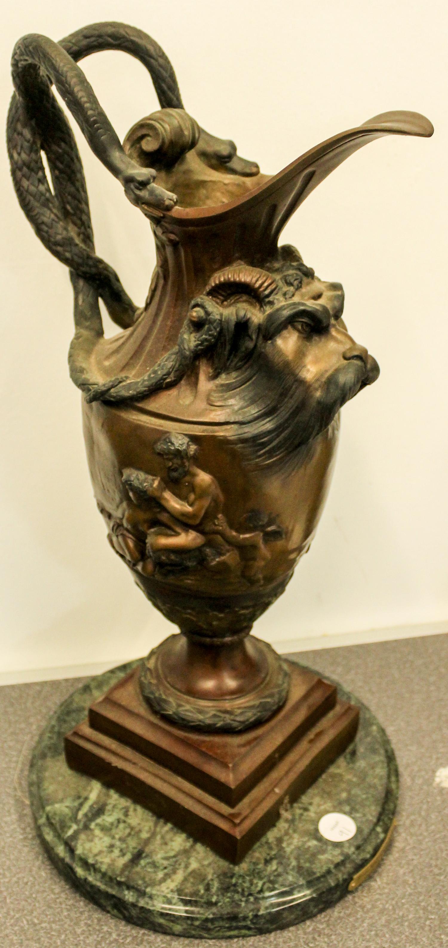 A Neoclassical Style Bronze Ewer, Modern. Height overall 21 1/2 inches.