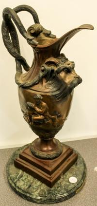 A Neoclassical Style Bronze Ewer, Modern. Height overall 21 1/2 inches.