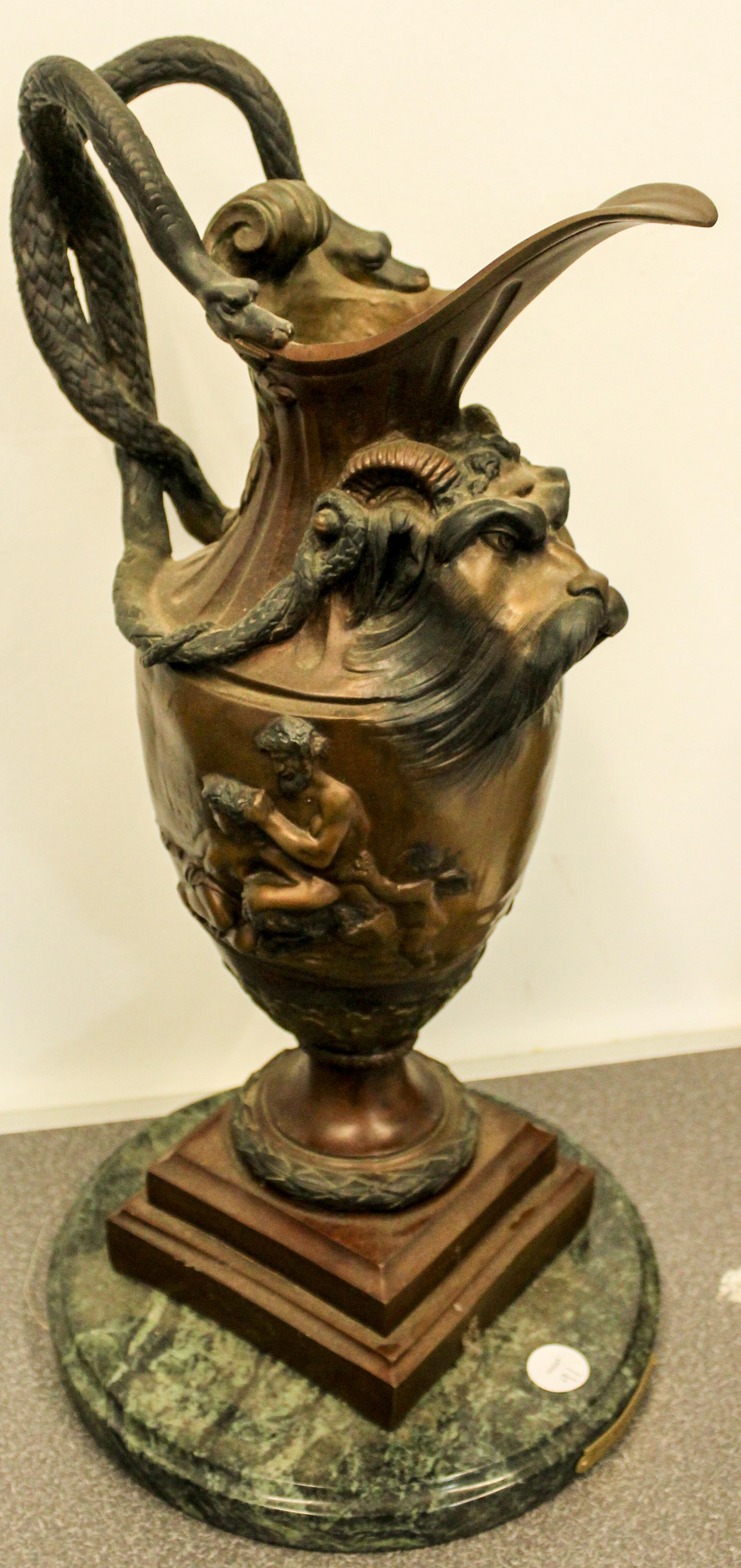 A Neoclassical Style Bronze Ewer, Modern. Height overall 21 1/2 inches.