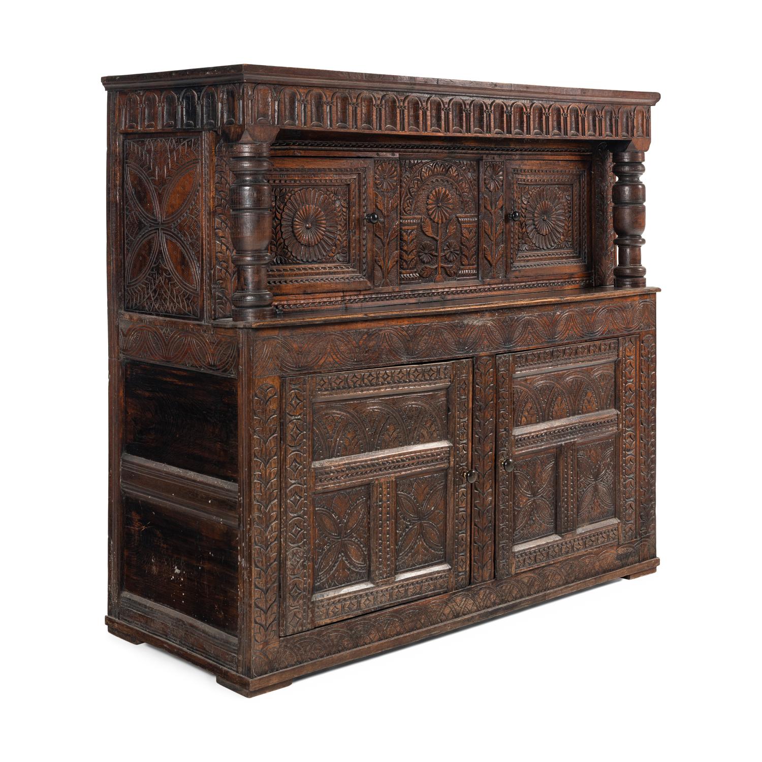 A Charles II Oak Press Cupboard